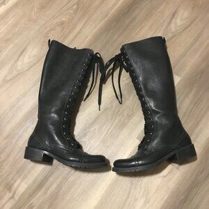 Carlo Rossetti Ladies Black Leather Biker Boots Size 6.5